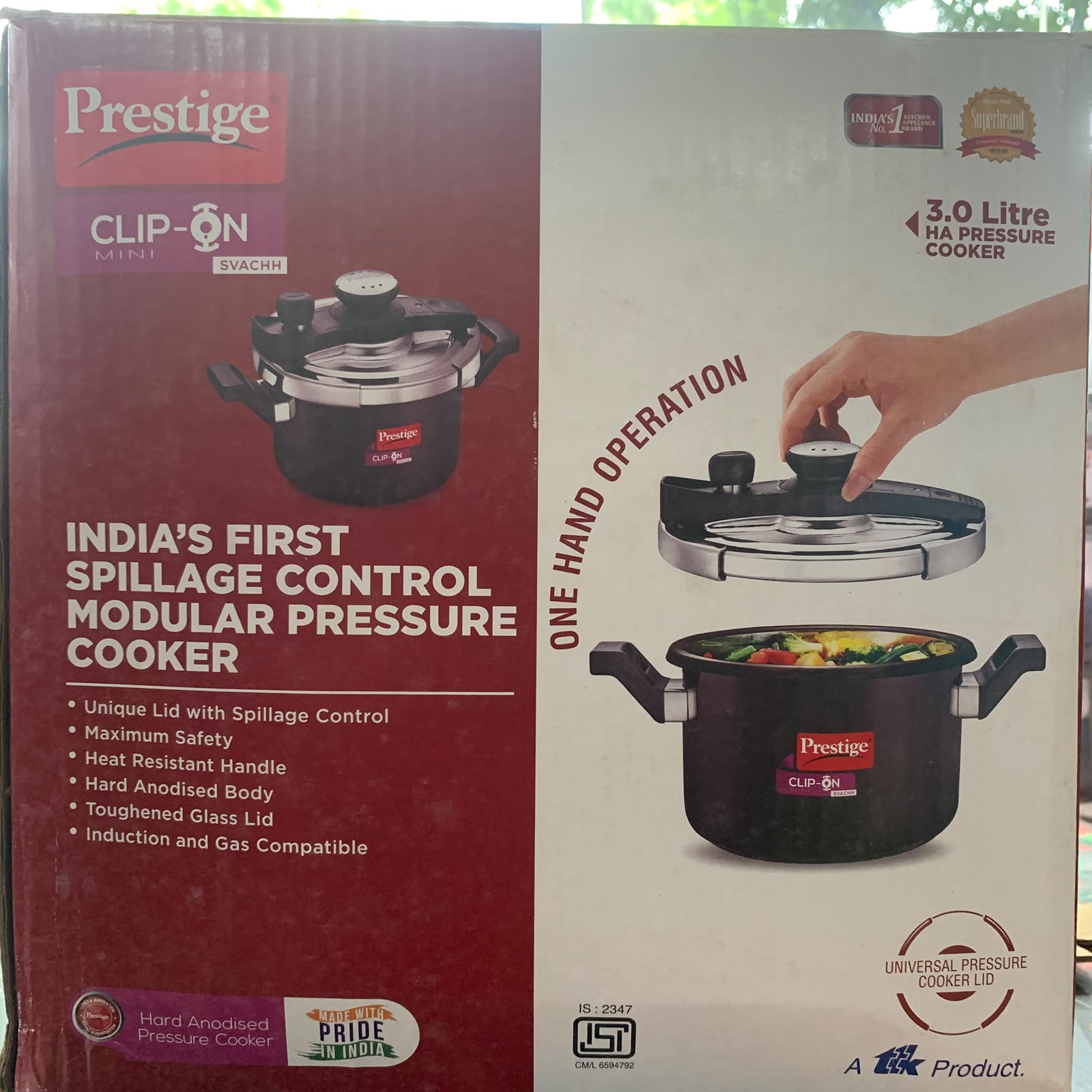 Spillage Control Modular  Pressure Cooker 3 Liter
